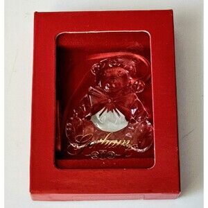 GORHAM Lead Crystal Teddy Bear Christmas Ornament Vintage Germany NIB!